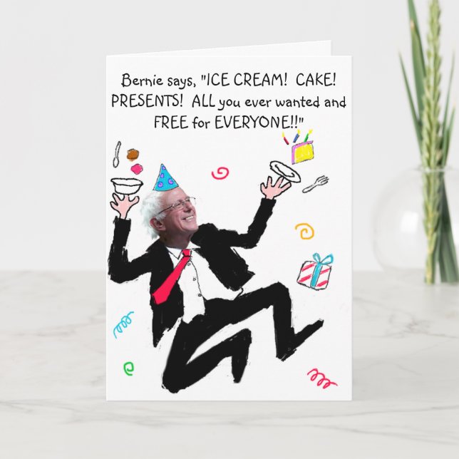 Bernie gratis-för-allt-födelsedagskort kort (Framsida)