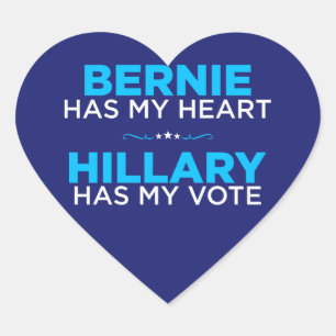 Bernie har min hjärta, Hillary har mitt att röst Hjärtformat Klistermärke