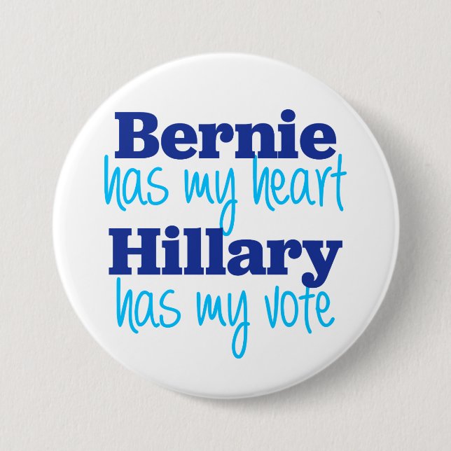 Bernie har min hjärta, Hillary har mitt att rösta Knapp (Framsida)