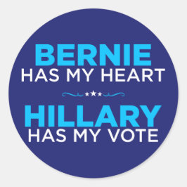 Bernie har mitt hjärta, Hillary har min röstdekal Runt Klistermärke
