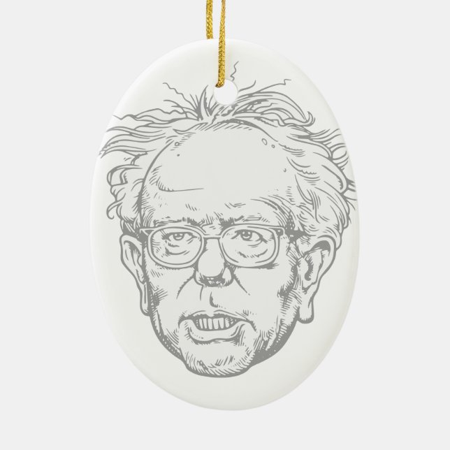 Bernie karikatyr julgransprydnad keramik (Baksidan)
