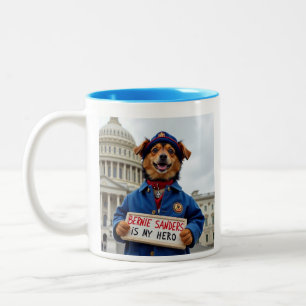 Bernie Sanders är min hjälte Cute hund-protester Två-Tonad Mugg