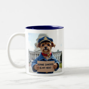 Bernie Sanders är min hjälte Shih Tzu-protester Två-Tonad Mugg