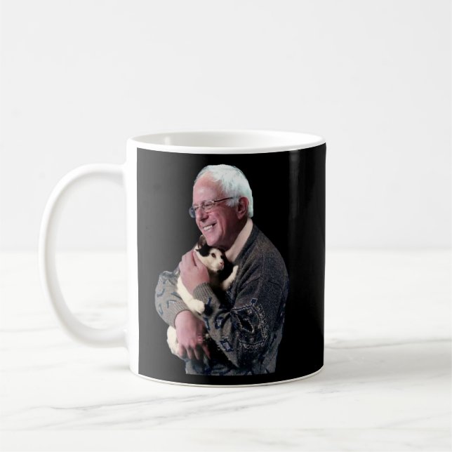 Bernie Sanders Hugger Ca Cute Animal Älskare Kaffemugg (Vänster)