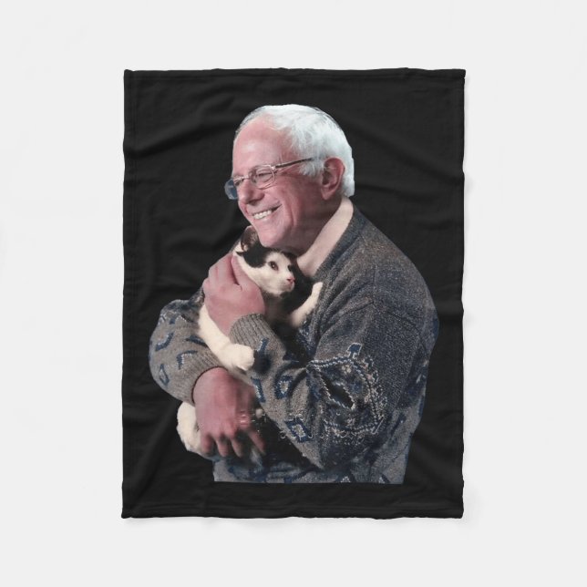 Bernie Sanders Hugger Cat Shirt Cute Animal Älskar Fleecefilt (Framsidan)