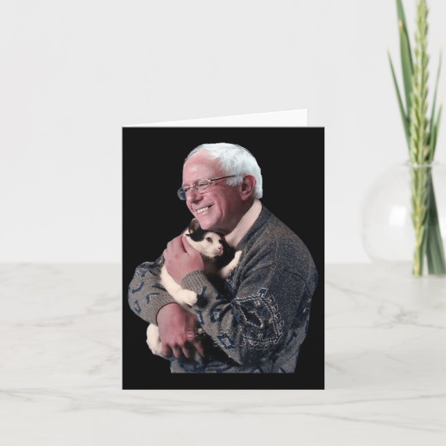 Bernie Sanders Hugger Cat Shirt Cute Animal Älskar Kort (Framsida)