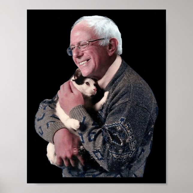 Bernie Sanders Hugger Cat Shirt Cute Animal Älskar Poster (Framsidan)