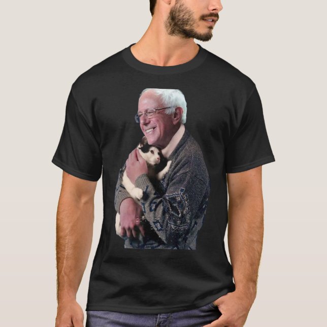 Bernie Sanders Hugger Cat Shirt Cute Animal Älskar T (Framsida)