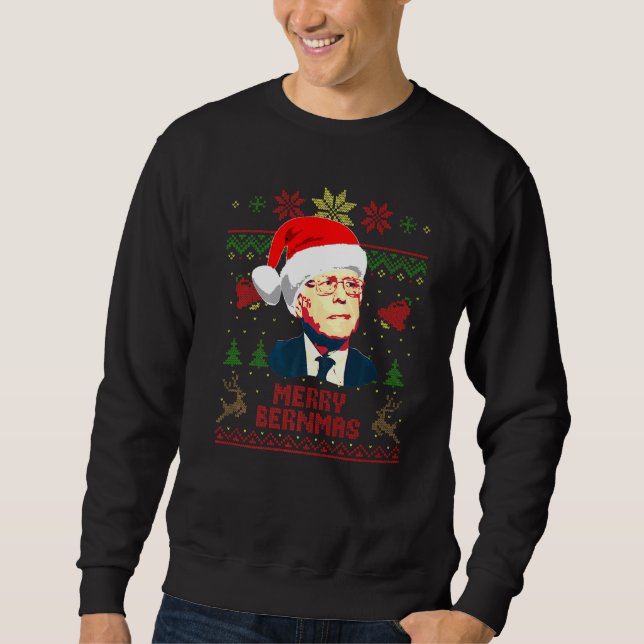 Bernie Sanders Merry Bernmas jul Lång Ärmad Tröja (Framsida)