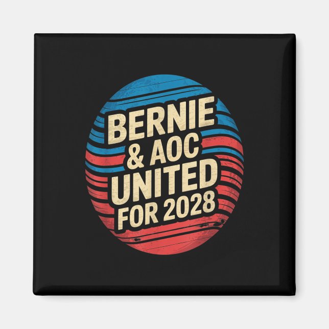 Bernie Sanders och Aoc 2028 för president Kampanj Magnet (Framsidan)