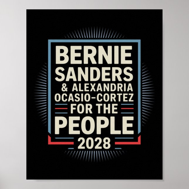 Bernie Sanders och Aoc 2028 för president Kampanj Poster (Framsidan)