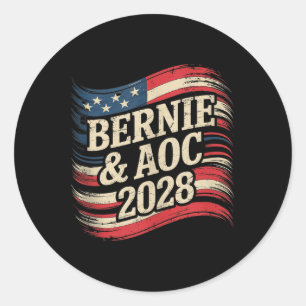Bernie Sanders och Aoc 2028 för president Kampanj Runt Klistermärke