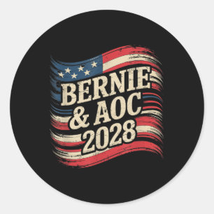 Bernie Sanders och Aoc 2028 för president Kampanj Runt Klistermärke