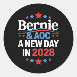 Bernie Sanders och Aoc 2028 för president Kampanj Runt Klistermärke