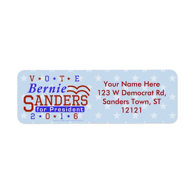 Bernie Sanders Ordförande 2016 Valdemokrat Returadress Etikett (Framsidan)