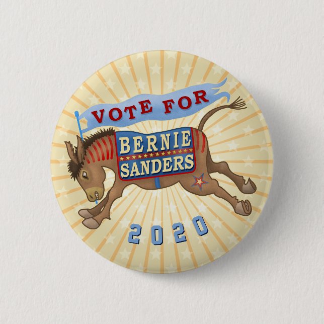 Bernie Sanders President 2020 Democrat Donkey v2 Knapp (Framsida)
