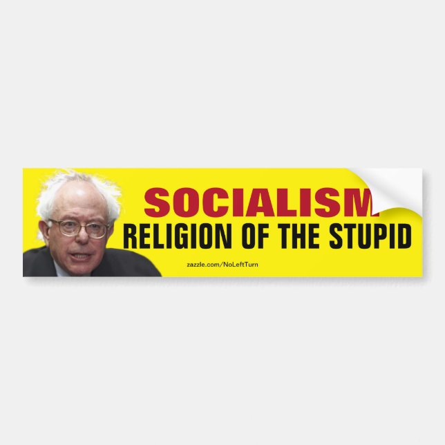 Bernie Sanders socialism Religion of the Stupid Bildekal (Framsidan)