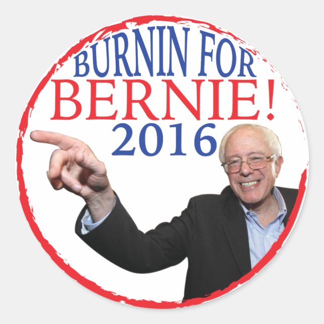 Bernie Sanders Sticker Runt Klistermärke (Framsida)
