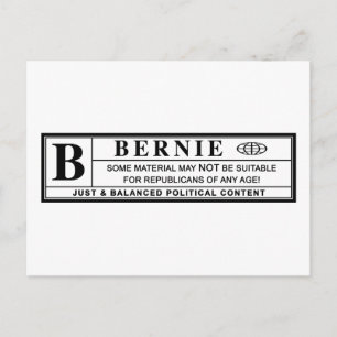 Bernie Sanders Varnings Etikett Vykort