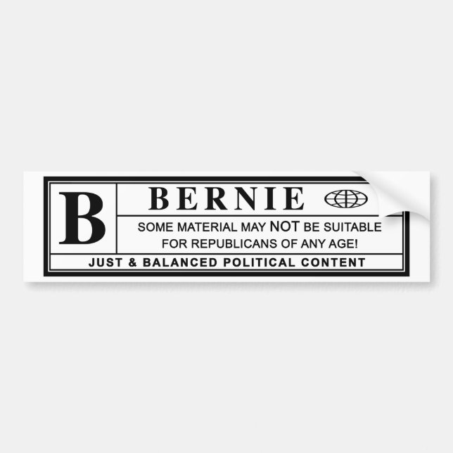 Bernie Sanders Warning Label Bildekal (Framsidan)