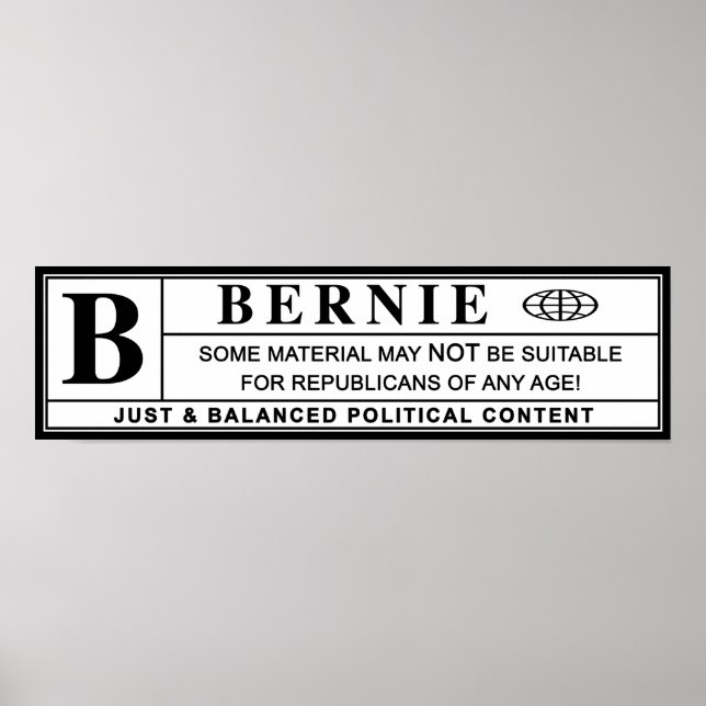 Bernie Sanders Warning Label Poster (Framsidan)