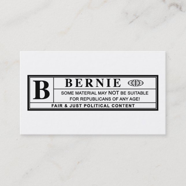 Bernie Sanders Warning Label Visitkort (Framsida)