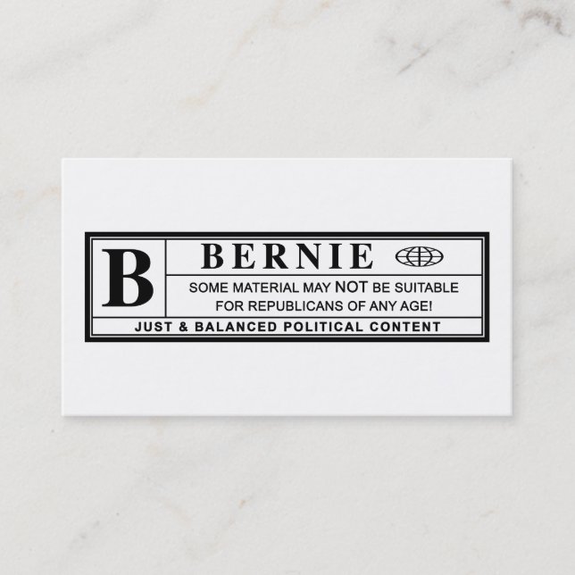 Bernie Sanders Warning Label Visitkort (Framsida)