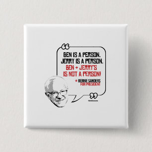 Bernie slipmaskincitationstecken - Ben och Jerry Knapp