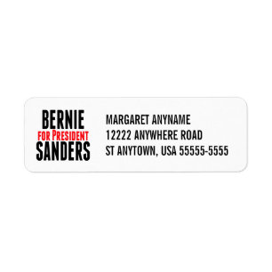 Bernie slipmaskiner för president returadress etikett