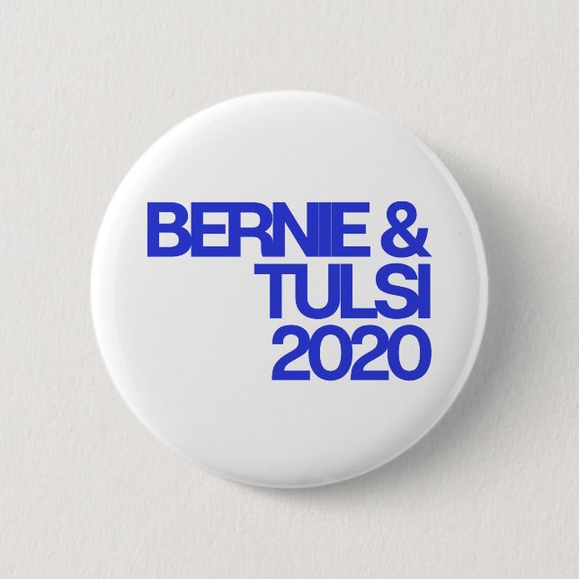 Bernie & Tulsi 2020 Round Button Knapp (Framsida)