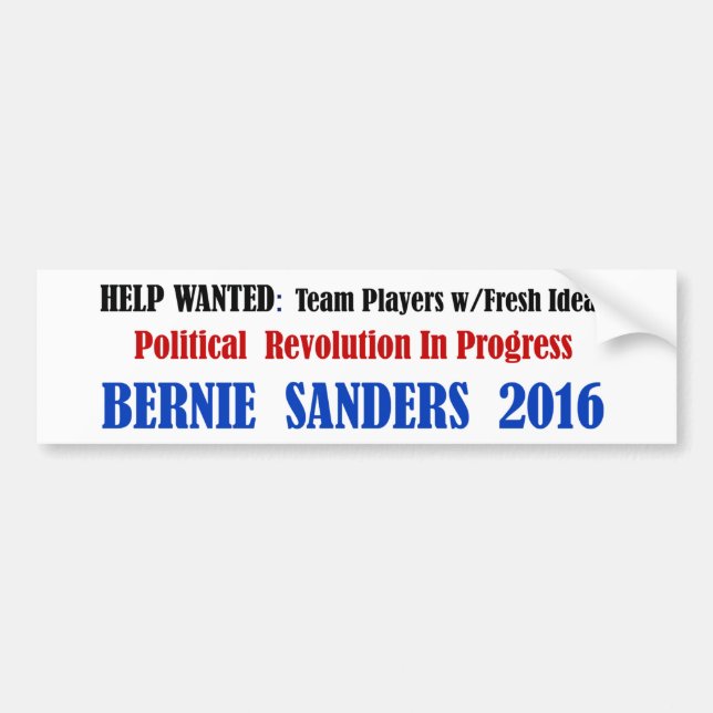 BernieSanders: Politisk revolution på vit Bildekal (Framsidan)