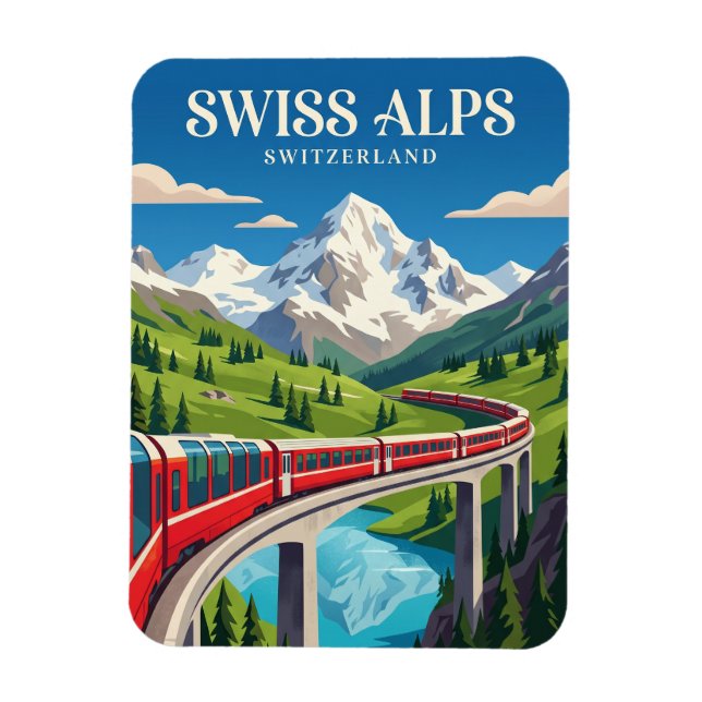 Bernina Express (Schweiziska Alperna) Schweiz Magnet (Vertikal)