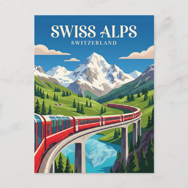 Bernina Express (Schweiziska Alperna) Schweiz Vykort (Framsida)