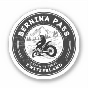 Bernina pass schweiziska-alperna motorcykeltur klistermärken
