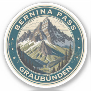 Berninapasset Schweiz friluftsliv bergspass Klistermärken