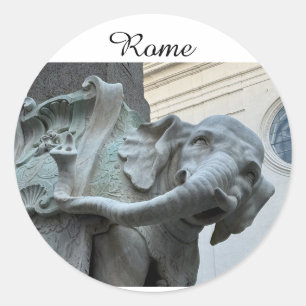 Berninis elefant och obelisk - Rom Italien Runt Klistermärke