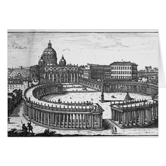 Berninis original planerar för St Peter kvadrerar Hälsningskort (Framsidan Horizontal)