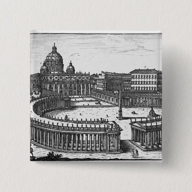 Berninis original planerar för St Peter kvadrerar Knapp (Framsida)