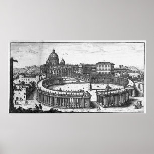 Berninis original planerar för St Peter kvadrerar Poster