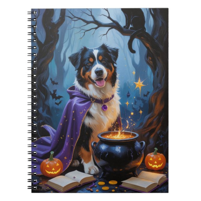 Bernsensisk Bergshund Whimsical Halloween-målning Anteckningsbok (Framsidan)