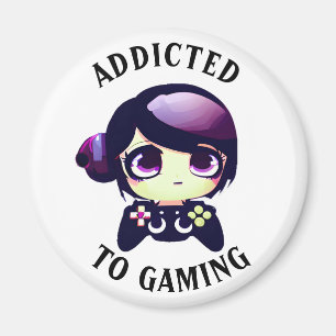 Beroende för spel Cute Kawaii Girl Gamer Magnet