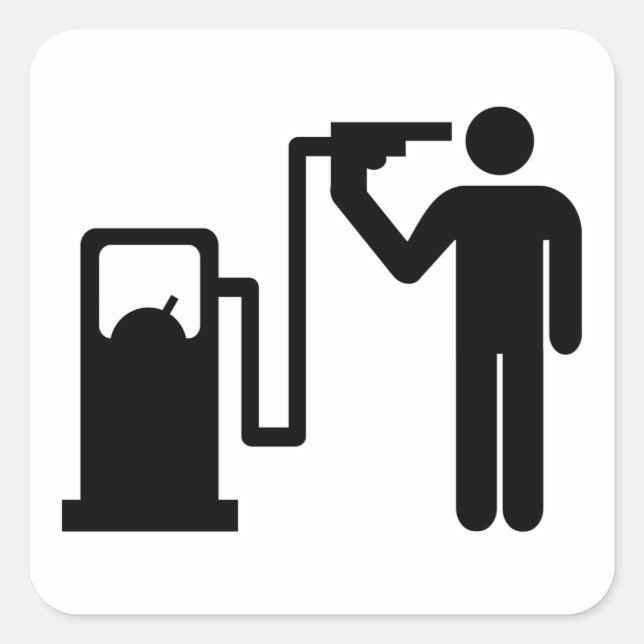 Beroende till bensin fyrkantigt klistermärke (Framsida)