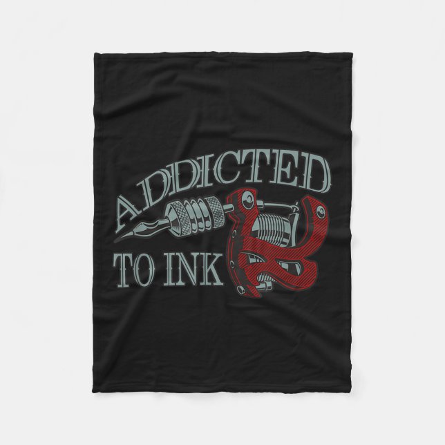 Beroende till Bläck Funny Tattoo Artist Inking Gun Fleecefilt (Framsidan)