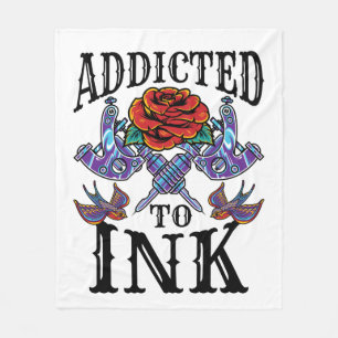 Beroende till Bläck Tattooed Inked Tattoo Älskare Fleecefilt