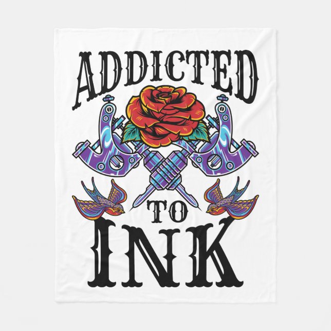 Beroende till Bläck Tattooed Inked Tattoo Älskare Fleecefilt (Framsidan)