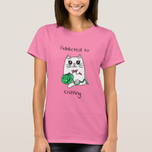 Beroende till Knitting Cute Cat T Shirt