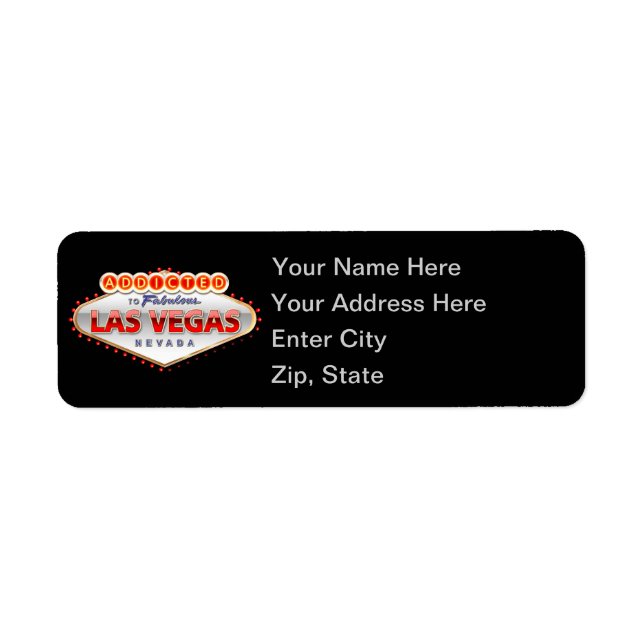 Beroende till Las Vegas, Nevada Funny Sign Returadress Etikett (Framsidan)
