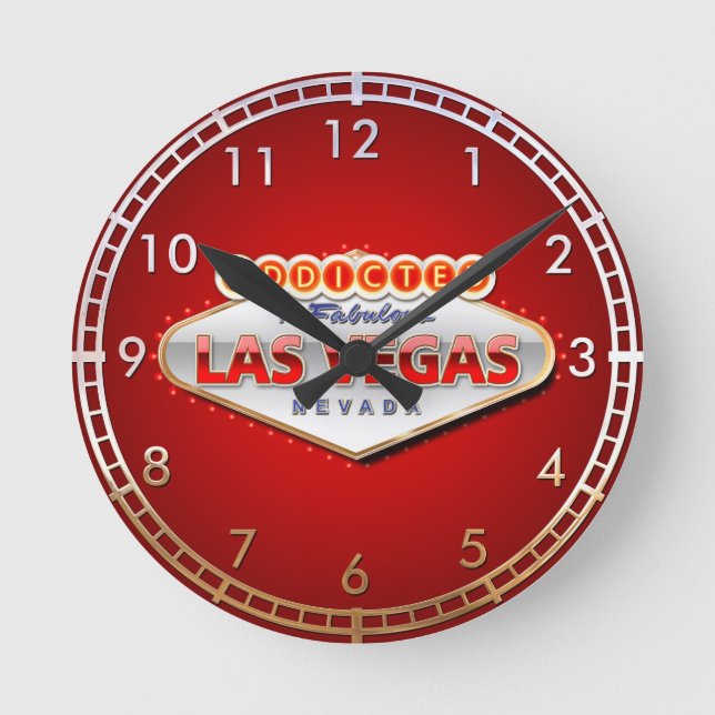Beroende till Las Vegas, Nevada Funny Sign Rund Klocka (Framsida)