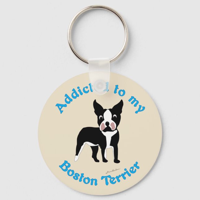 Beroende till My Boston Terrier Nyckelring (Framsida)