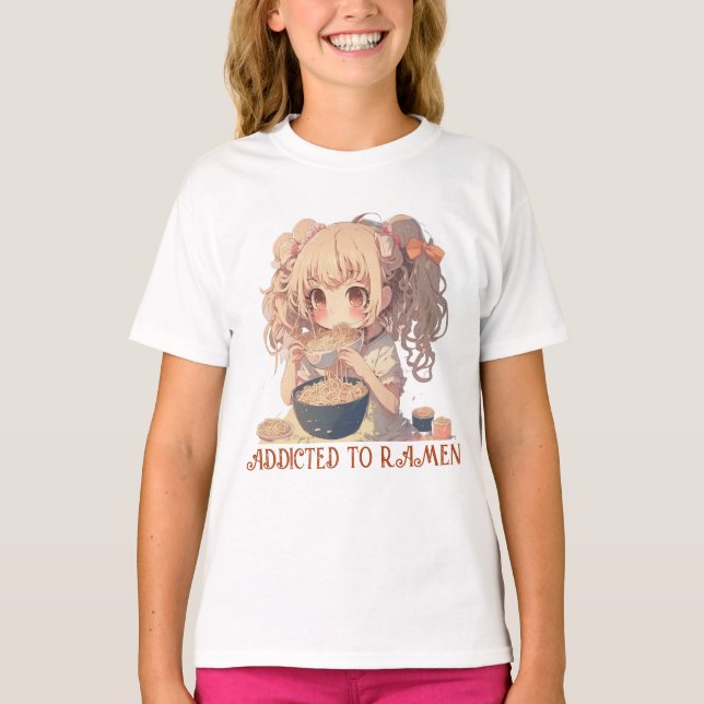 Beroende till Ramen | Anime Girl T Shirt (Framsida)